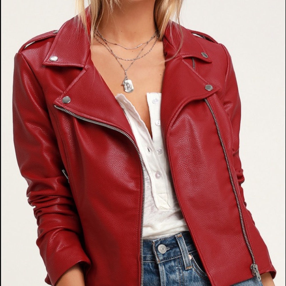 Red Vegan Leather Jacket